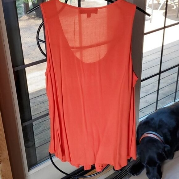 Karen Kane Buttoned Pleated Orange Sleeveless Tank Sz. L Tunic - Picture 5 of 9